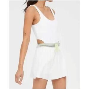 Aerie Ribbed Cut Out Tennis Skort Dress - White